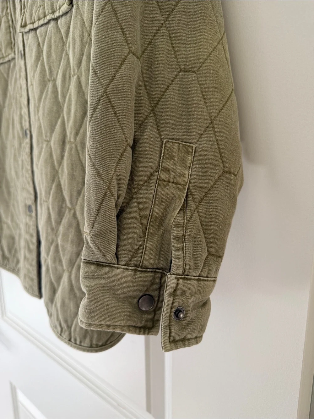 Joie Quilted Utility Jacket in Olive Green